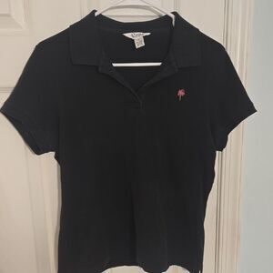 Lilly Pulitzer Black Fitted Polo Short Sleeve Top